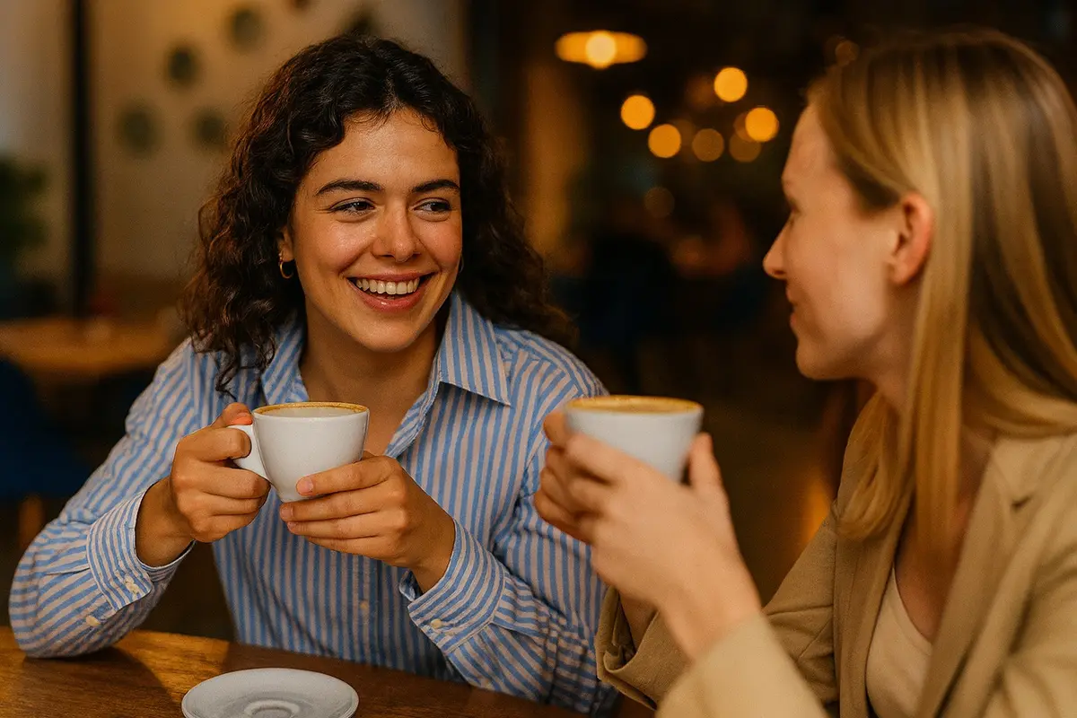 Personas disfrutando café en cafetería 2